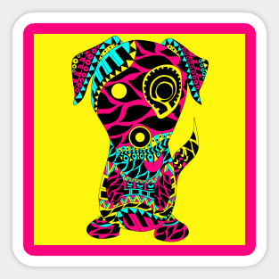 the tribal aztec dog in ecopop pattern Sticker